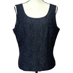Kasper Womens Sleeveless Floral Lace Suit Top Office Siren Black Petites Size XL